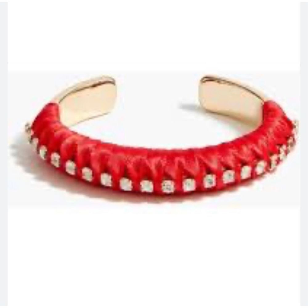 J.Crew red ribbon wrapped rhinestone cuff bracelet